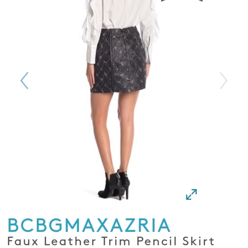 BCBG Max Azaria Faux Leather Trim Pencil Skirt